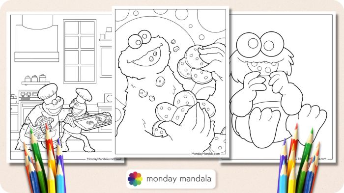 Cookie monster coloring book pages